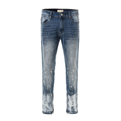 2018 paint splattered jeans heavy wash distress rhinestones jeans men denim jeans trousers