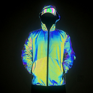 Color changing unisex hoodie colorful clothing overalls fashion INS reflective trench zipper jacket