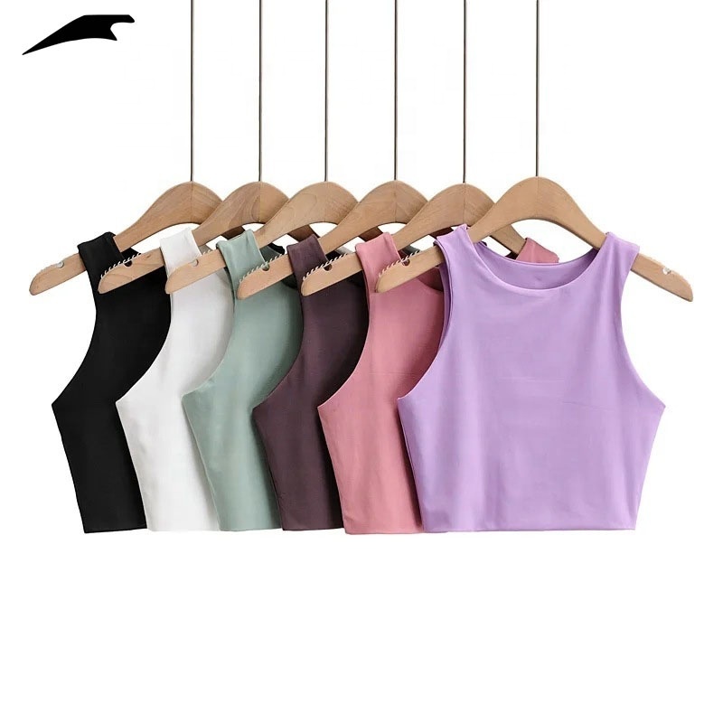 2022 Summer Fashion Women Sexy Slim Tops O-neck Sleeveless Double Nylon Ladies Good Quality Tank Tops 6 Colors