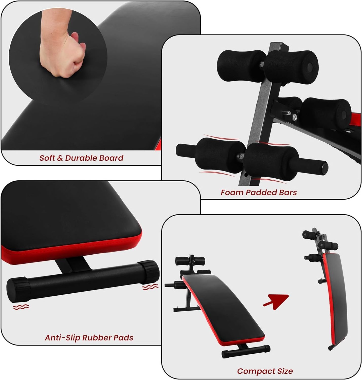 Signature Fitness Unisex Adjustable Weight Bench Ab Crunch Bench for Gym Toning and Strength Training Utility Sit-Up Bench