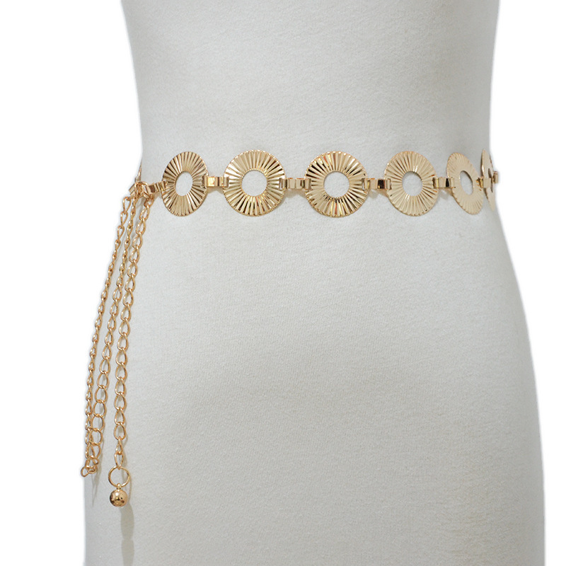 New fashion beautiful and elegant waist chain women's popular metal disc chain belt