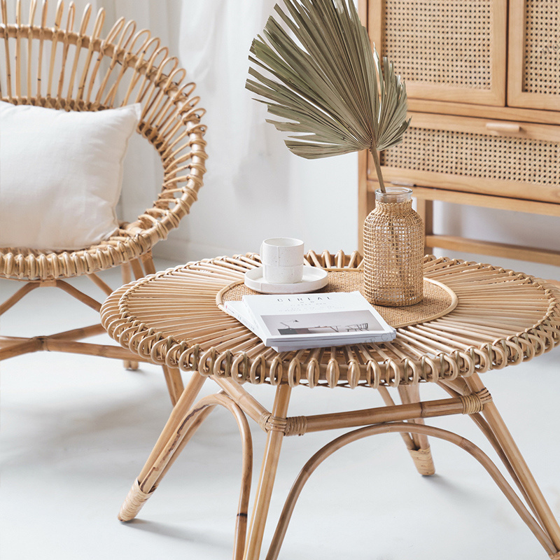 Dreamhause Nordic Living Room Indonesia Rattan Chair And Round Coffee Table Set Handmade Art Furniture Lane Caisa Decorations