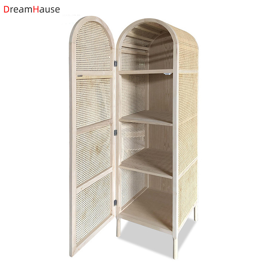 Dreamhause Customized Nordic French Country Style Solid Wood Wardrobe Japanese Bedroom Living Room Wooden Tall Storage Cabinet