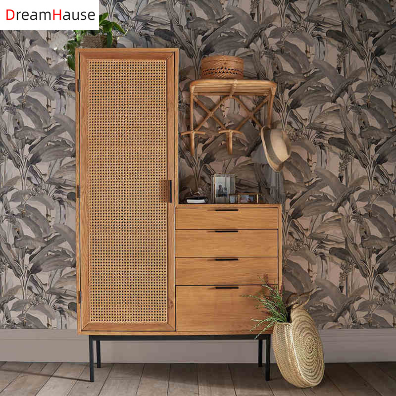 Dreamhause Nordic solid wood wardrobe rattan locker B&B apartment hotel storage cabinet porch small bedroom hanging wardrobe