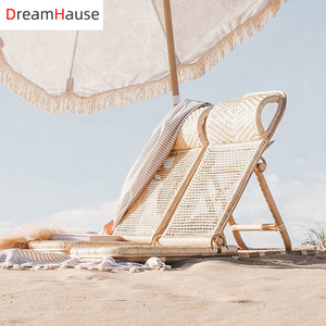 Dreamhause Real Rattan Beach Chair Balcony Rattan Folding Recliner Creative Outdoor Camping Leisure Nordic Chair