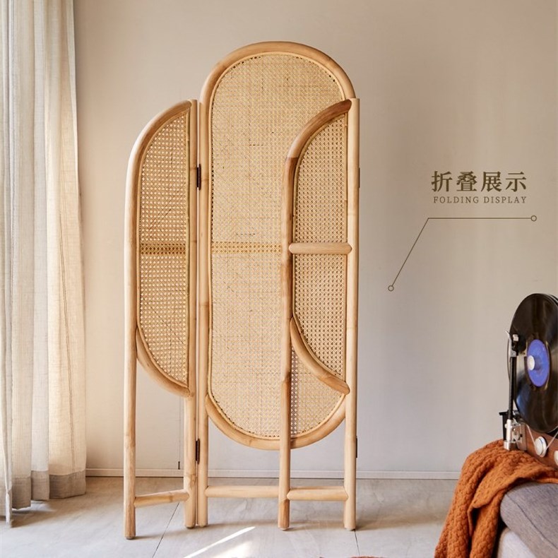 Dreamhause Indonesia Rattan Furniture Nordic Retro Partition Screen Hotel Living Room Entrance Bedroom Occlusion Divider Screen