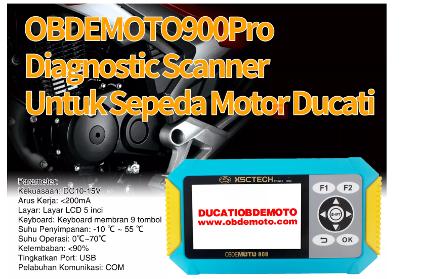 2023 OBDEMOTO 900Pro for DUCATI Motorcycle Diagnostic Tool Support Oil Light Reset  Synchronization Adjustment Service