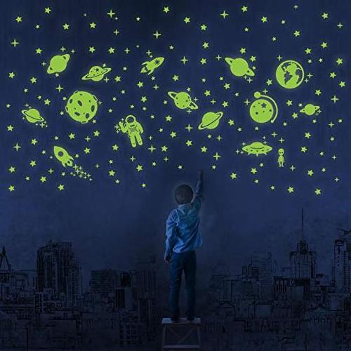 Custom Fluorescence Luminous Kids Room Glow in the Dark Planet Solar System Wall Sticker