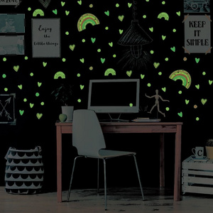 Custom Fluorescence Luminous Kids Room Moom and Srars Glow in The Dark Rainbow Wall Stickers