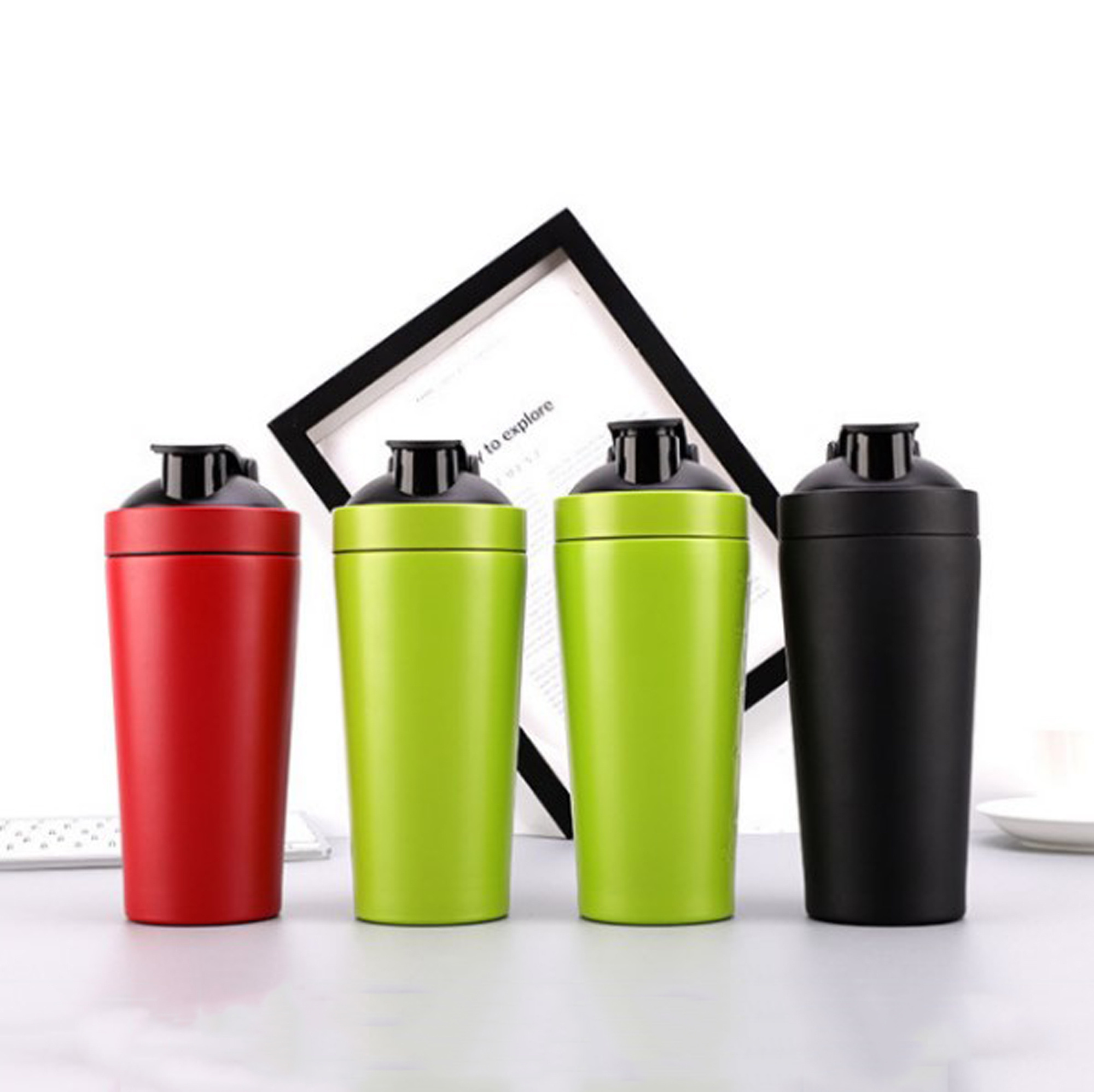 shaker bottle protein salt and pepper stainless steel 500ml sports gym shaker bottle cups