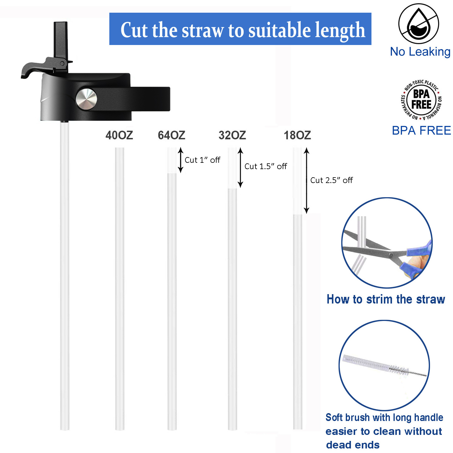 New patent design straw lid for Hydro vacuum Flask sport stainless steel water bottle wide mouth Lid