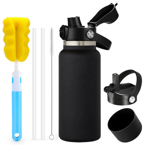 Custom Drinking Hydro Insulated Vacuum Thermal Flask Stainless Steel 1 liter 32 40 64oz Gym Sports Metal Water Bottle with Straw