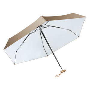 Manual Thumb Capsule Umbrella 50% Off Six-section Mobile Phone Umbrella UV Sunshade Gold Steel Aluminum Color Umbrella