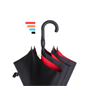 Fiber glass Long Handle Straight Umbrella Business Automatic Advertising Umbrella Wind-resistant Curved Handle Golf Umbrella