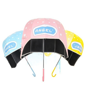 Children's UV Novel Helmet-style Hat Umbrella Plastic Polyester Stretch Trend Alloy Umbrella lady straight umbrella