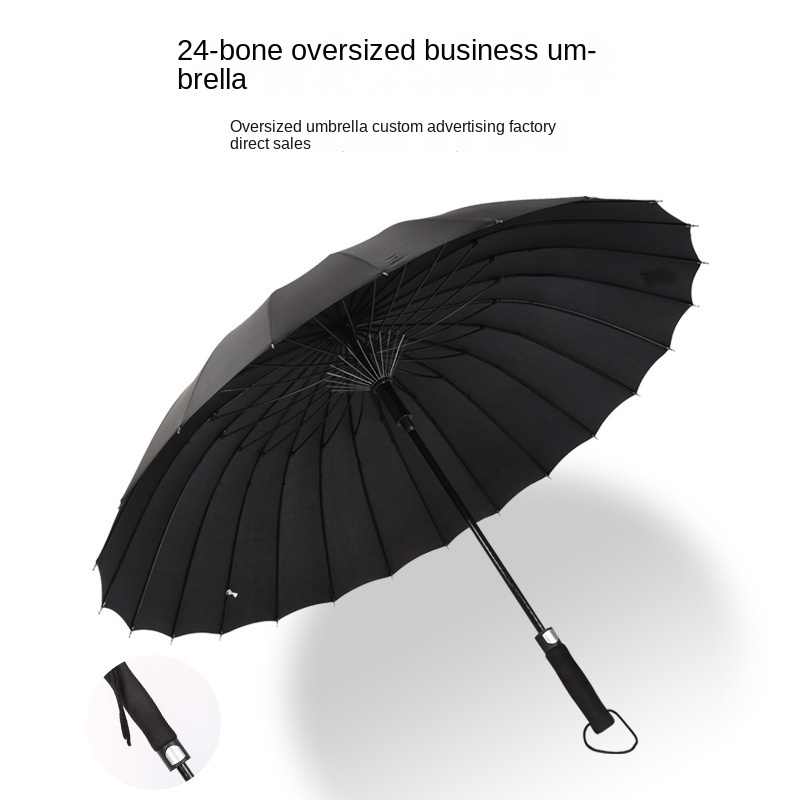 24 ribs straight automatic umbrella oversized wind-resistant long handle business umbrella golf gift advertising umbrella