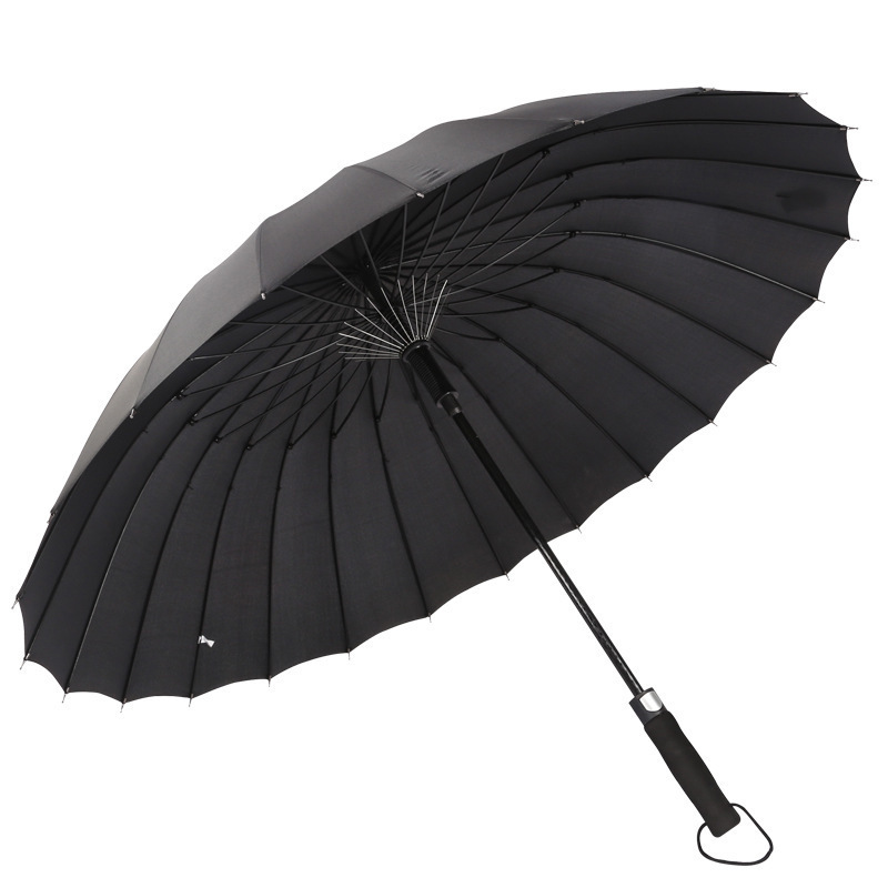 24 ribs straight automatic umbrella oversized wind-resistant long handle business umbrella golf gift advertising umbrella