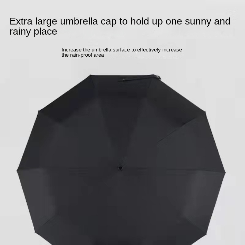 Sunny and rainy Dual-use Folding Umbrella Business Wooden Handle Umbrella Wind Resistant Full-automatic Solid Color umbrella