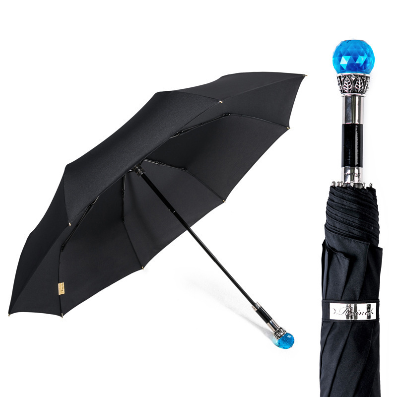 Creative Daisy high-end red crystal umbrella black glue UV-proof sun protection manual folding umbrella factory customization