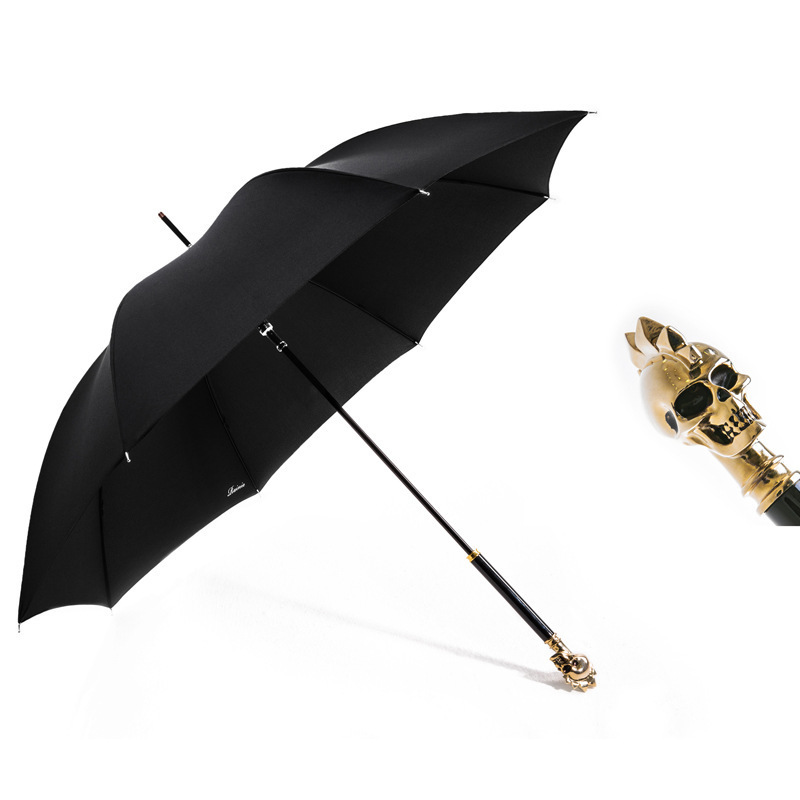 handmade custom crown head long handle umbrella British style business umbrella gentleman straight rod sunny umbrella