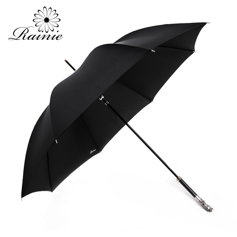 Men's business creative black umbrella high-end straight horse head umbrella customized windproof long handle sunny umbrella