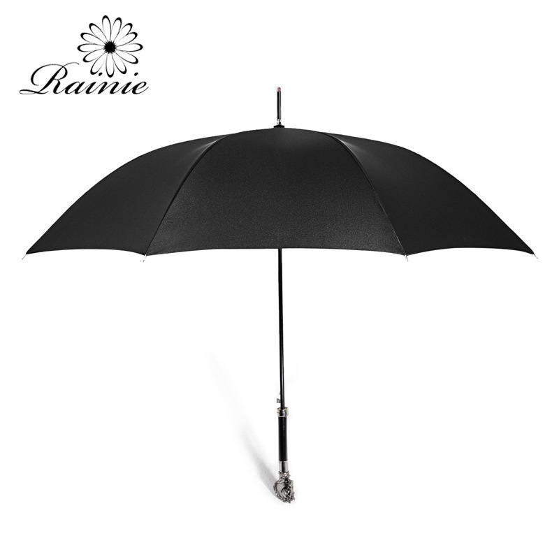 Men's business creative black umbrella high-end straight horse head umbrella customized windproof long handle sunny umbrella