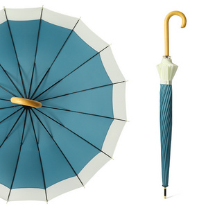 Japanese and Korean Straight Umbrella Stitching Long Handle Gift Umbrella Sunny and Rainy Dual-use Curved Handle Umbrella