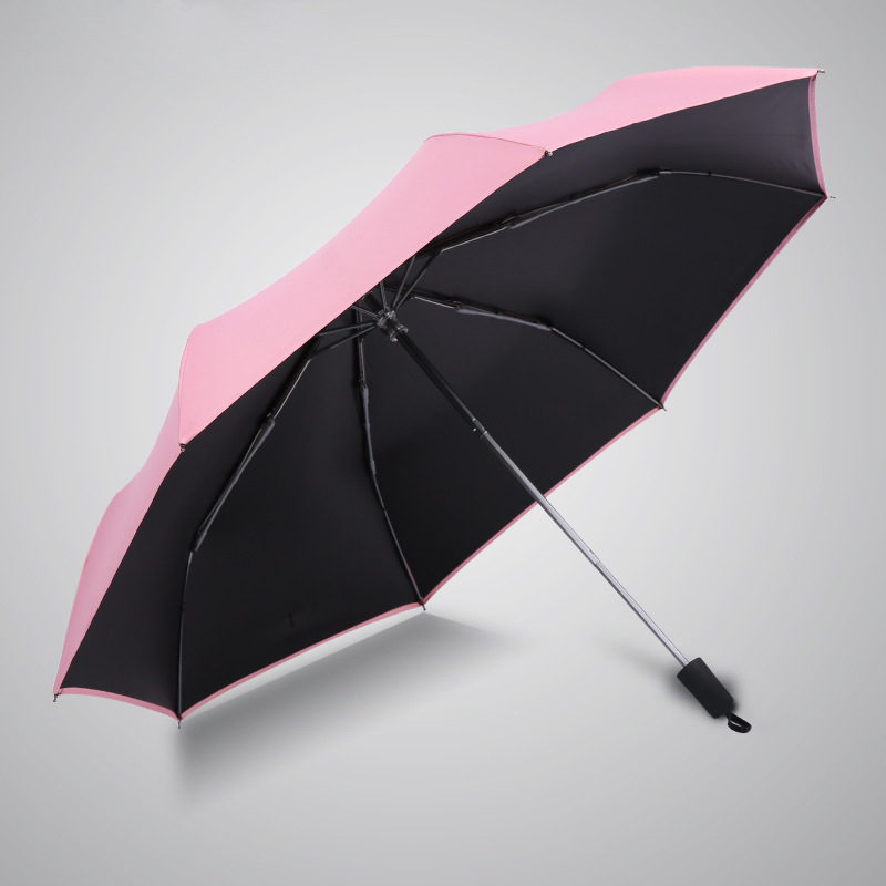 Beach Umbrella Handle Five-fold Umbrella Rubber Umbrella UV Solid Color UV Flat Black Iron Plastic Polyester Giveaways Fiber