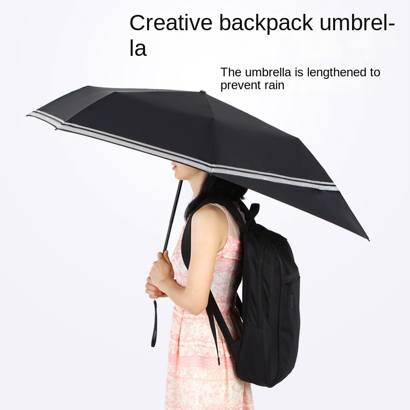 Creative multi-function umbrella 3-section folding umbrella sunny and rainy dual-use student backpack umbrella