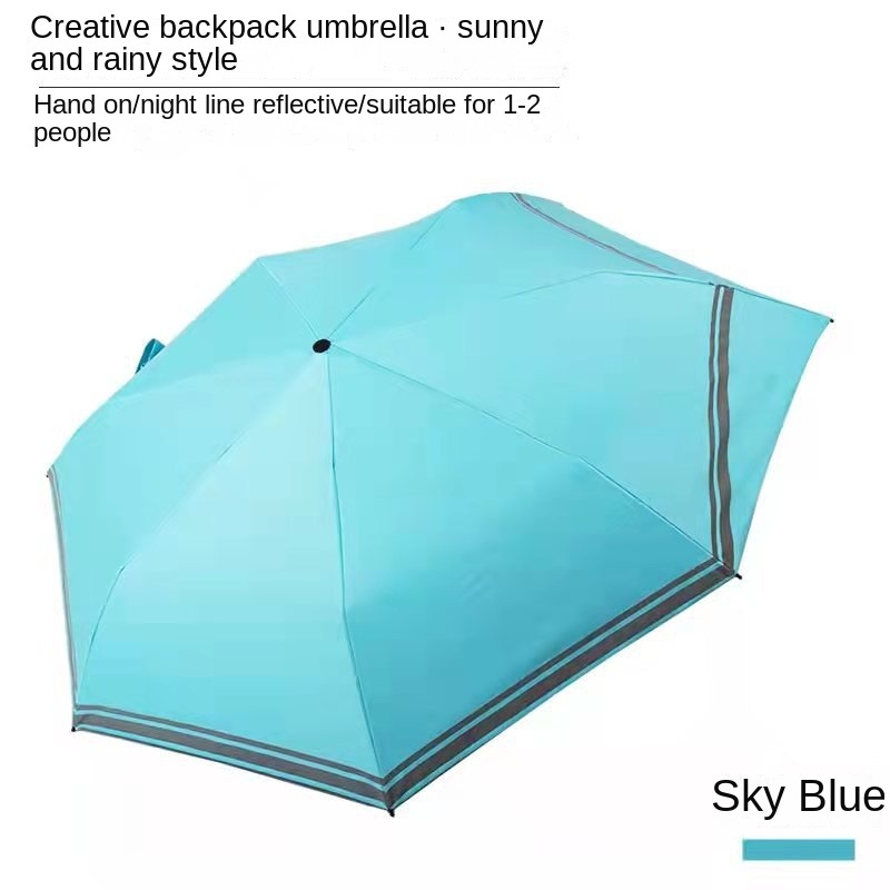 Creative multi-function umbrella 3-section folding umbrella sunny and rainy dual-use student backpack umbrella