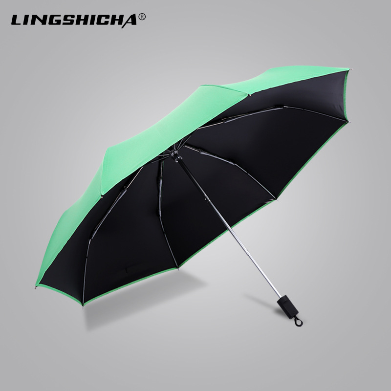 Beach Umbrella Handle Five-fold Umbrella Rubber Umbrella UV Solid Color UV Flat Black Iron Plastic Polyester Giveaways Fiber