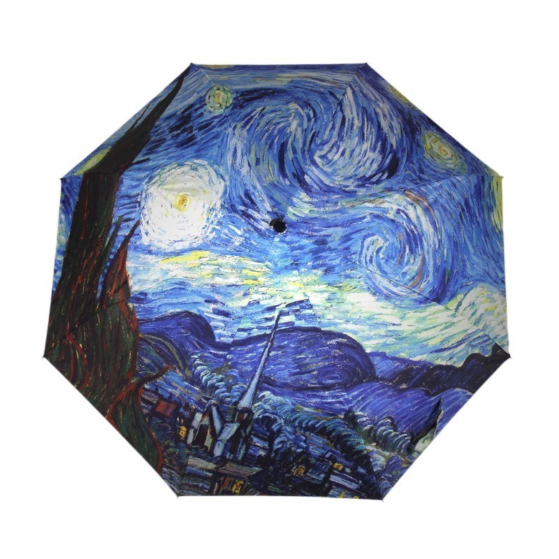 Marigold Apricot Branch Oil Painting Umbrella 3-section folding Rainproof umbrella Can Be Customized Advertising Gift umbrella