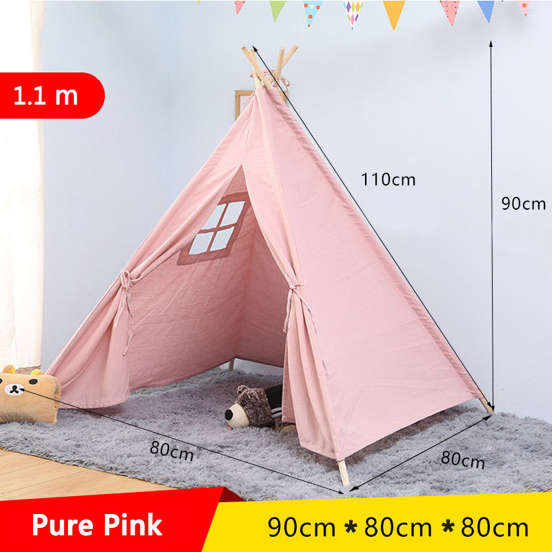 Hot Sale Cotton Canvas Indoor Play House Tent for Kids Child  Teepee Tent Playhouse Foldable Camping Tipi Children's Toy Tents