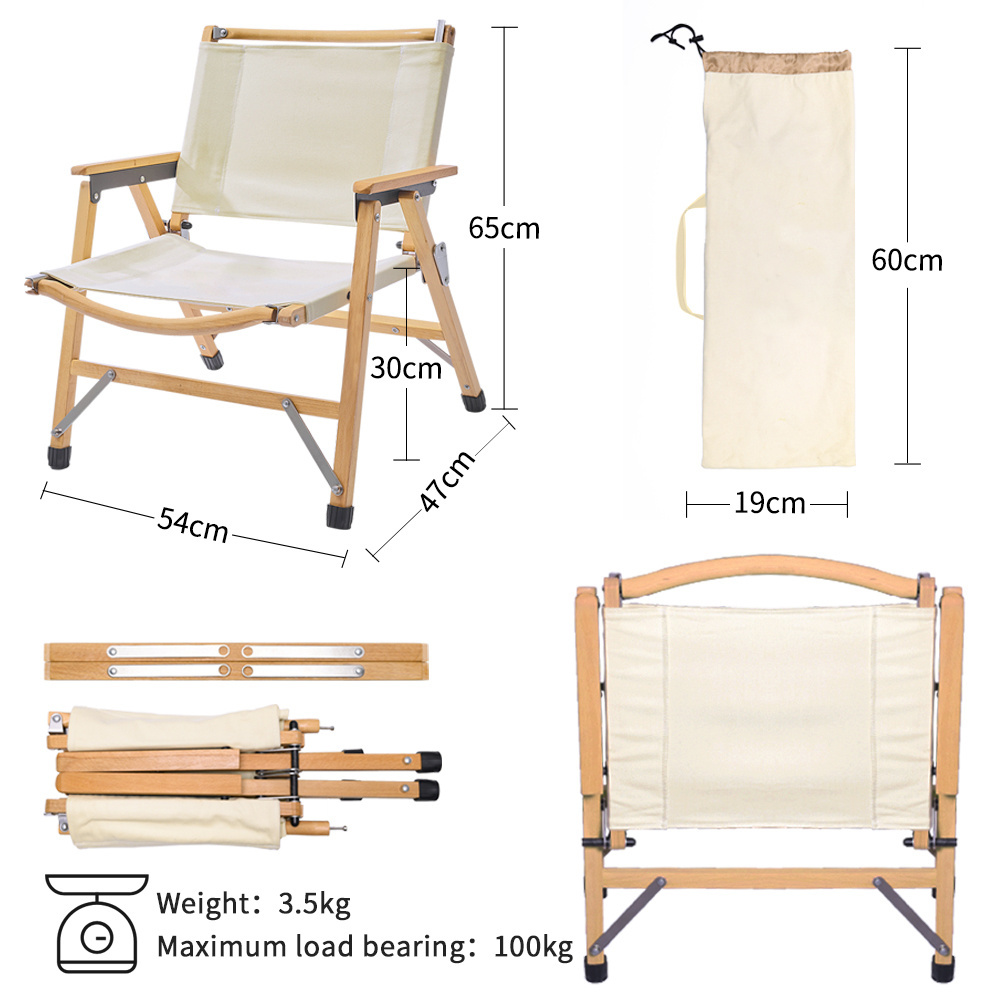 detachable popular outdoor furniture portable beach beech folding picnic camping wooden canvas kermit chair