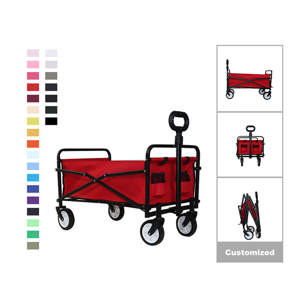 Wagon Trolley Cart with Seat Outdoor Carry Trolly Beach Shopping Wagon 600D Carry Bag Roll Container Stainless Steel