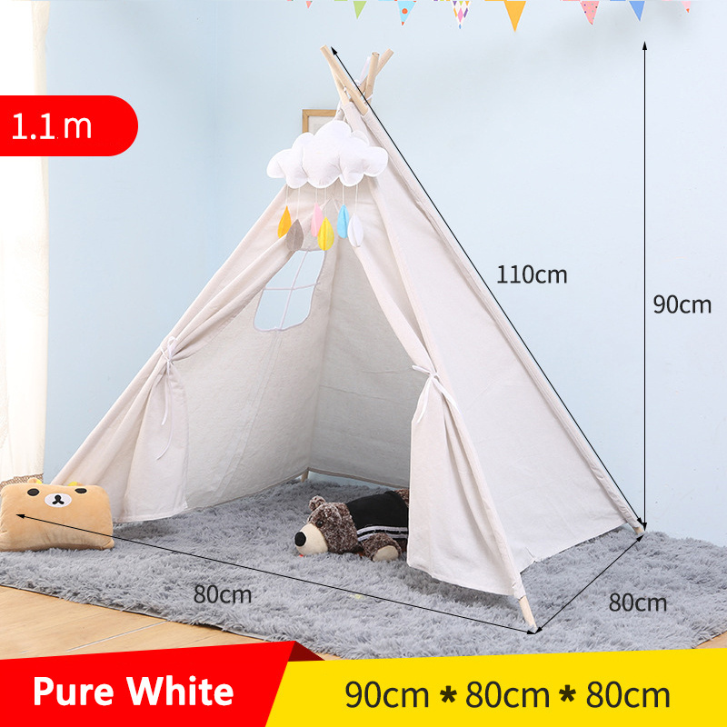 Hot Sale Cotton Canvas Indoor Play House Tent for Kids Child  Teepee Tent Playhouse Foldable Camping Tipi Children's Toy Tents