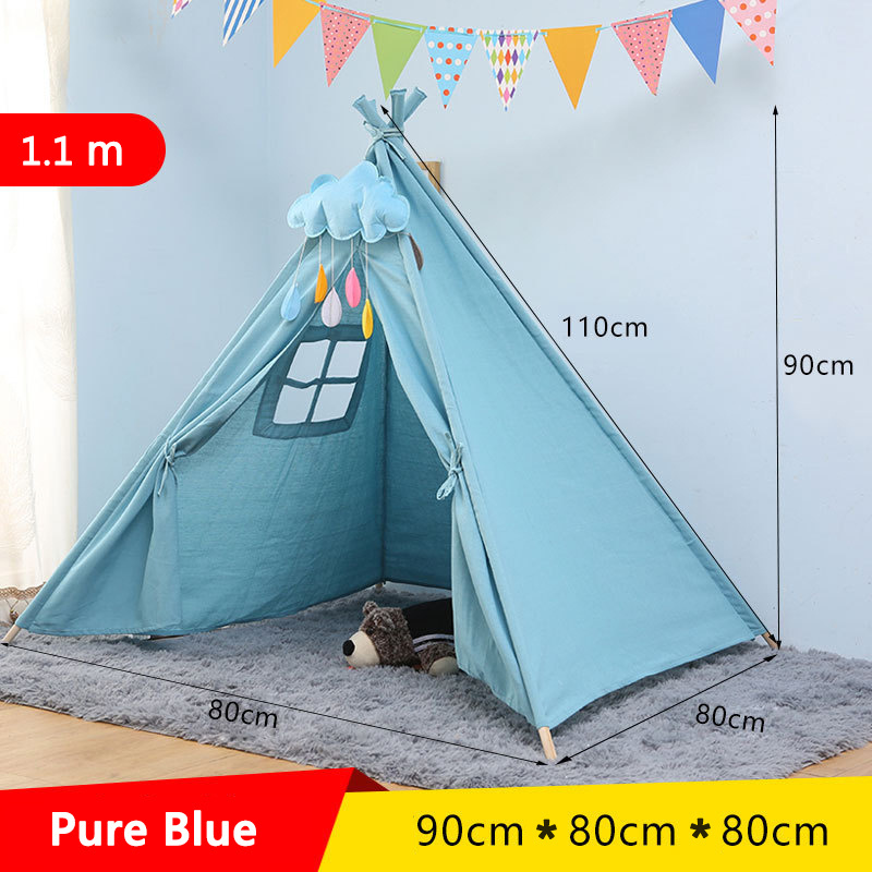 Hot Sale Cotton Canvas Indoor Play House Tent for Kids Child  Teepee Tent Playhouse Foldable Camping Tipi Children's Toy Tents