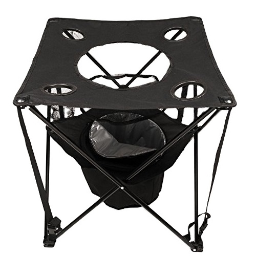 Camp Table Garden Funiture Table with 4 Cup Holders and Cooler Bag Picnic Beach Table Portable and Lightweight Folding Outdoor