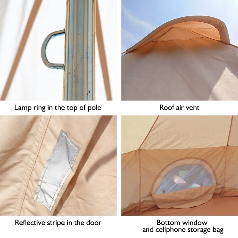 Large Luxury Family Camping Waterproof mongolian yurt 4M Cotton Canvas Marquee Party Wedding Glamping Bell Tent