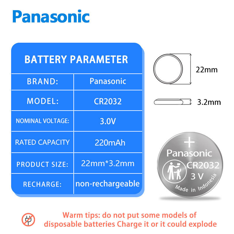 Panasonic CR2032CH/5B 3V Button cell Suitable for Car key remote control computer motherboard anti loss device battery