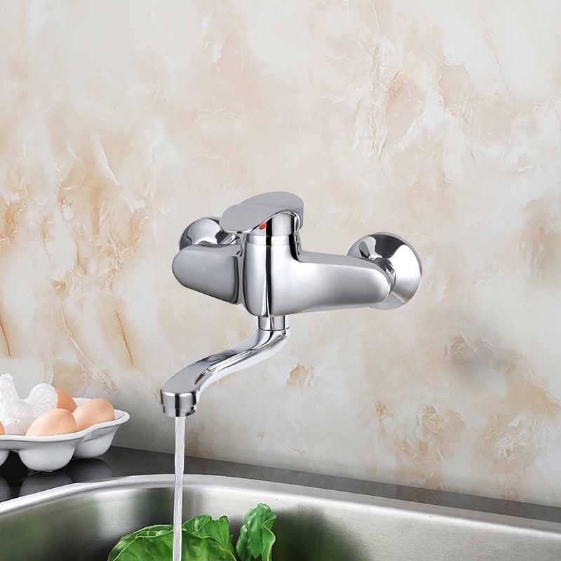 ITALOMIX New Sale Long Spout Single Lever Wall Mounted Zinc Kitchen Faucet Taps