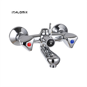 ITALOMIX New Zinc Double Handle Bathroom Hot Cold Water Mixer Wall Mounted Shower Faucet