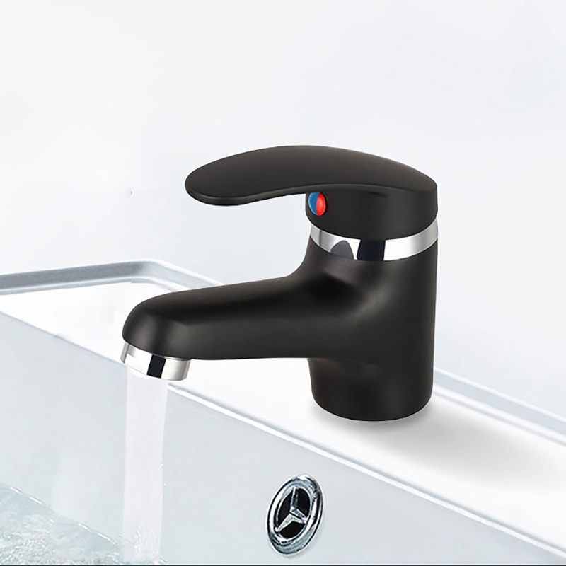 Piano Paint Good Quality Hot and Cold Wall Mounted Black Sanitary Ware Single Handle Hand Wash Basin Faucet