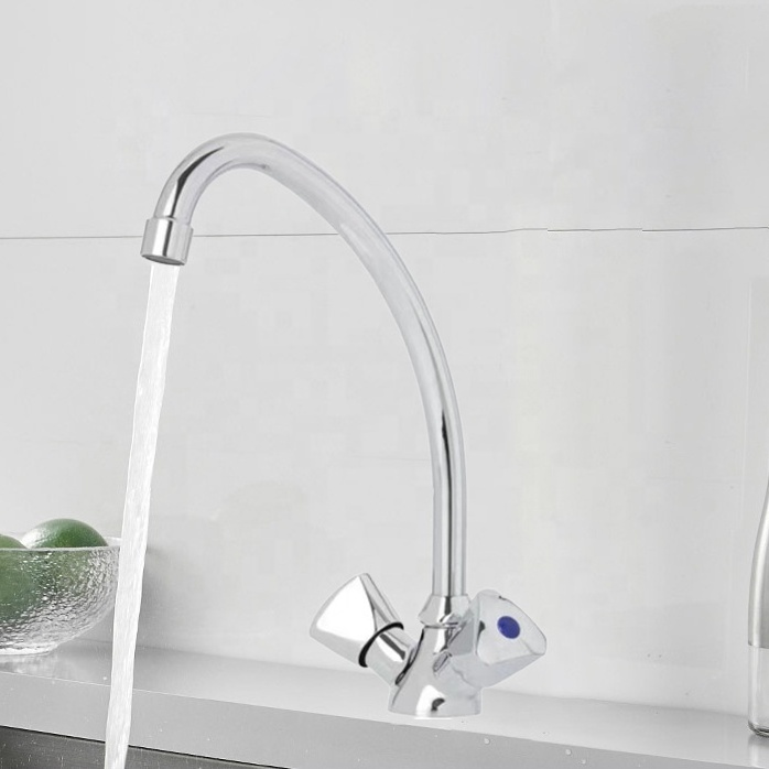 High Quality Thermostatic 2 Holes Zinc Hot Cold Water Taps Deck Mounted Mixer Kitchen Bridge Faucet