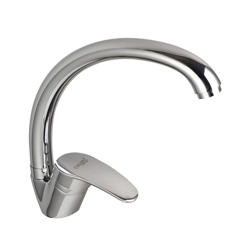 ITALOMIX Luxury Deck-Mounted Kitchen Swan Neck Single Lever Basin Faucet For Kitchen Sink