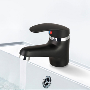 ITALOMIX Hot Cold Water Bathroom Face Washing Faucet Zinc Black Basin Faucet