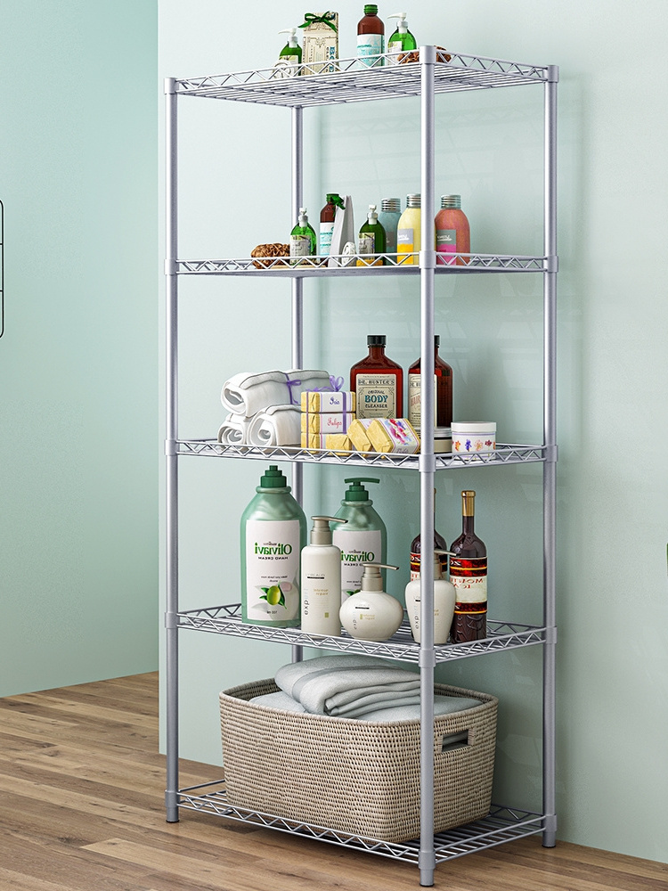 5 tier Steel Storage Stainless Display Shelf stainless steel shelf rack Home Sundry High Quality Wire Mesh Shelving Rack