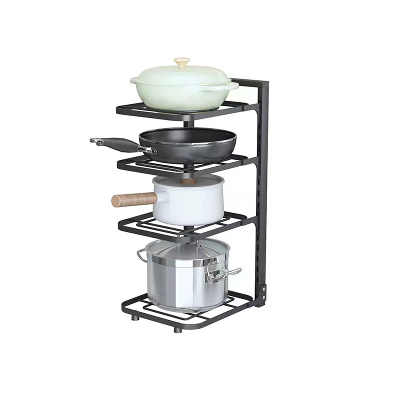 Kitchen Organization Pot Adjustable Pan Organizer Cabinet Shelf Storage Holder Expandable 2 3 4 Tiers Pot Rack Organizer