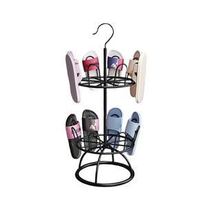 Simple rotary floor 1 2 3 layers multi layer storage round drying shoe rack with hook for balcony outdoor home