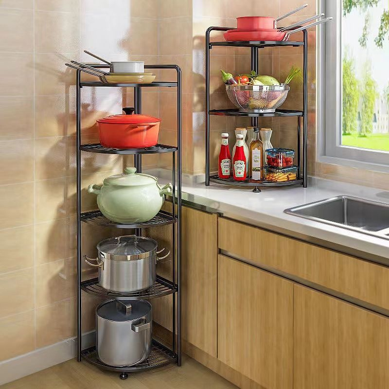 Wholesale 4 tier Multifunctional Kitchen Storage Organizer Corner Pot Pan Storage Racks  Shelving Units